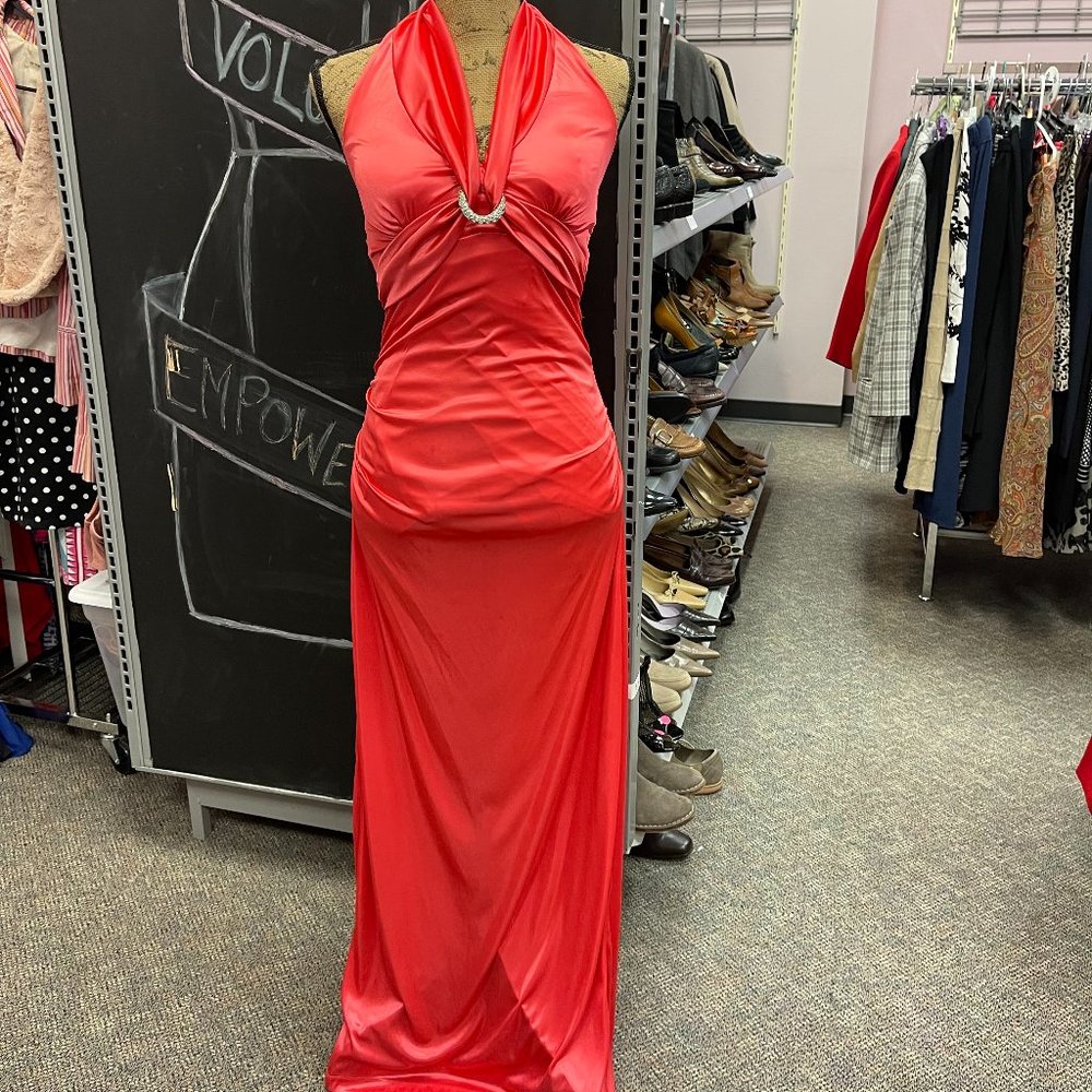Red Halter Prom Dress Size S